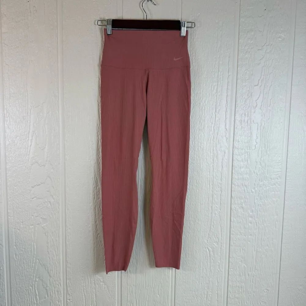 Nike Zenvy Rib High Waisted 7/8 Leggings Canyon Pink New with tags